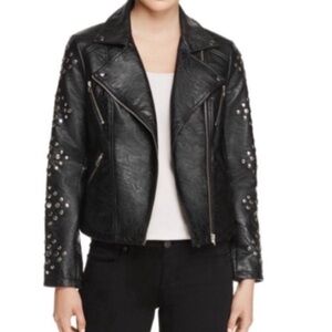 EN CRÈME faux leather moto jacket